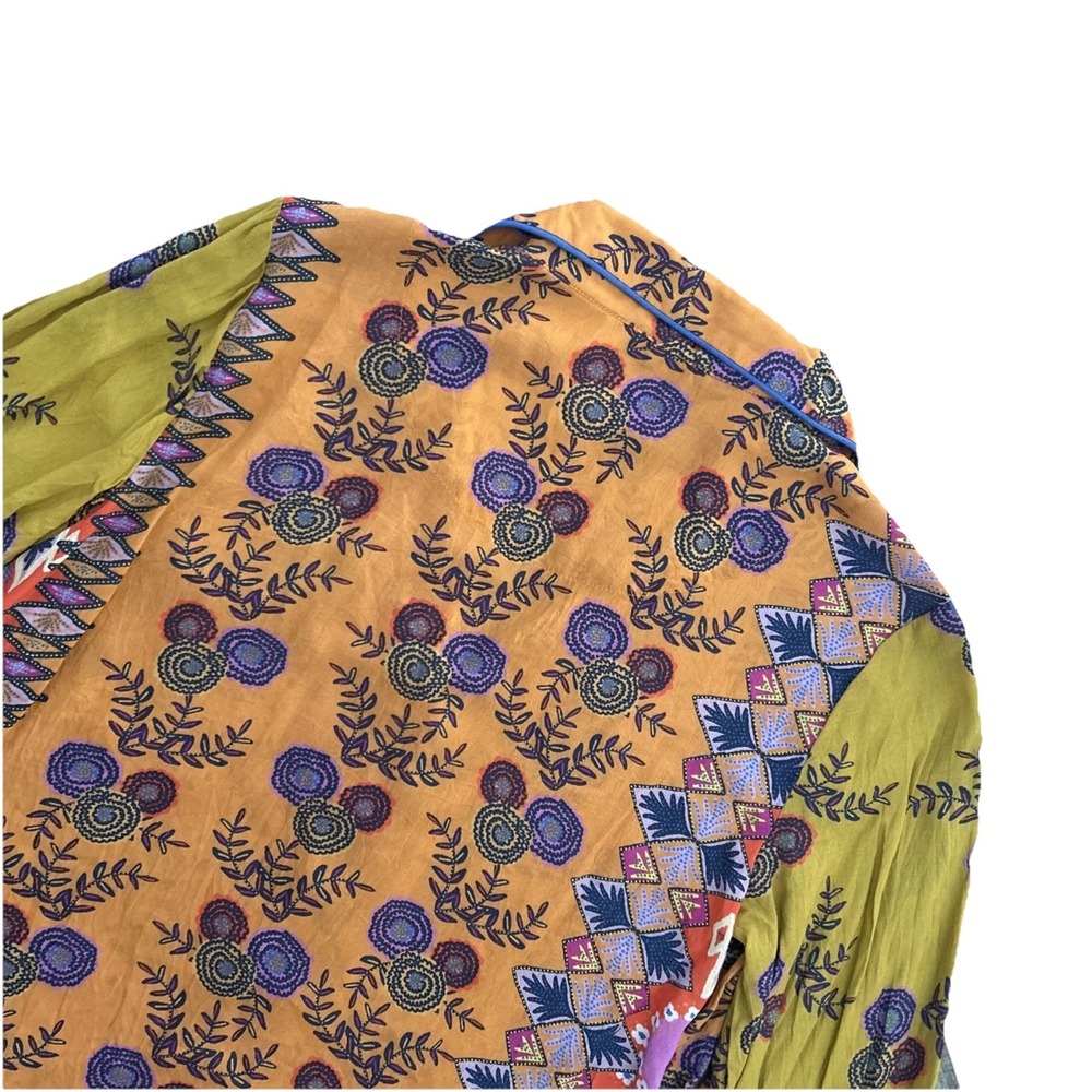 By Anthropologie Long Sleeve Patchwork Floral Button Shirt Multicolor Top Size S - Picture 7 of 9